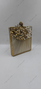 Luxury Mother of <b>Pearl</b> <b>Clutch</b> with Gold Wire Fan Frame <b>Pearl</b> Chip Floral Top Handmade Bridal Evening Statement <b>Bag</b> - Product Image 2