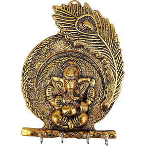 Ganesh Wall Hanging with Key Holder Metal Iron and <b>Plastic</b> for Living Room Decoration or <b>Wardrobe</b> Organization - Product Image 1