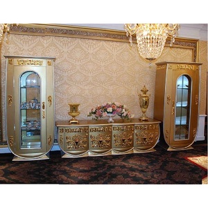 Meuble TV sculpté à la main de style français avec armoires, aspect luxueux, meuble TV avec vitrines pour salon, style moderne, meubles TV USA - Product Image 1