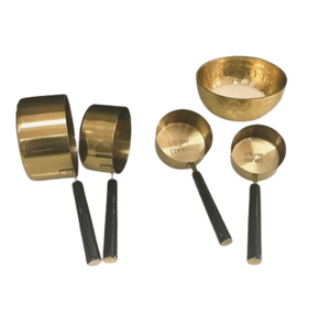 Tasses à mesurer en acier inoxydable pour la cuisson et la cuisson Ensemble de tasses et cuillères à mesurer modernes faites à la main en or - Product Image 3