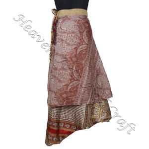 Nuevas faldas envolventes para fiesta, falda envolvente mágica de tamaño de longitud personalizada Reversible, faldas envolventes de seda largas de varias capas indias - Product Image 1