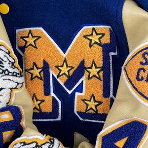 Most Demanding Article 2024 High Quality <b>Wool</b> Body Leather Sleeves Embroidery Patch Letterman Varsity <b>Jacket</b> With 2 Side Pockets - Product Image 4