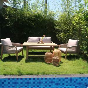 Juego de sofá ecológico de madera maciza minimalista moderno personalizado, mesa de centro para uso en exteriores, logotipo de Color personalizable de alta calidad - Product Image 1