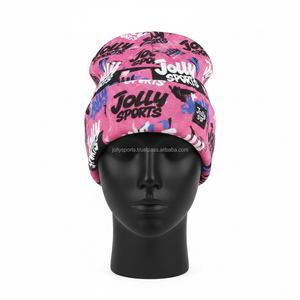 Gorro de punto para mujer, acrílico, poliéster, rosa, multicolor, estampado por sublimación, con etiqueta de logotipo personalizado, gorro jacquard - Product Image 6
