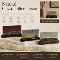 Ornement en tranches de cristal faites à la main, plaque paysagère en pierre naturelle avec support en bois pour salon, bureau, étagère, décoration intérieure, cadeau