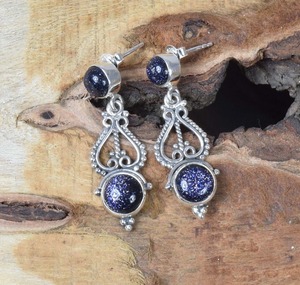 925 Sterling Silver Gemstone Blue Color Sunstone Fashion Boucles d'oreilles Juin Birthstone Stud Boucles d'oreilles Bijoux faits à la main Cadeau pour elle - Product Image 4