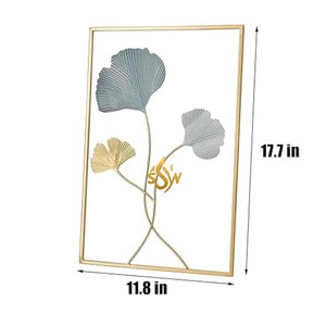 Arte de pared de Metal decorativo para el hogar, estilo moderno, colgante de pared, diseño de hoja de facalidad, polvo de Color dorado, decoración de entrada de Hotel - Product Image 2