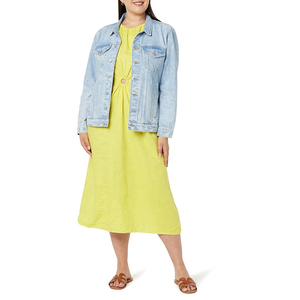 Veste en jean tricotée décontractée pour femmes de haute qualité, à manches longues, bleue, grande taille, vente en gros - Product Image 6