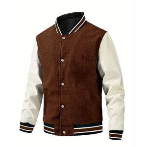 Veste de baseball pour hommes, veste d'université, fermeture à boutons sur le devant, tissu non extensible, vêtements d'extérieur athlétiques pour le sport, tenue décontractée - Product Image 1