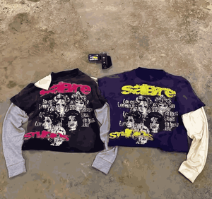 Camiseta de manga larga de doble capa con estampado gráfico desgastado para hombre, novedad de 2025 - Product Image 2