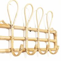 Crochets muraux rectangulaires en rotin naturel faits à la main à quatre niveaux, style simple, pour penderie, prix de gros