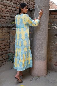 Imprimé personnalisé été bohème robes décontractées pour les femmes dos nu sans manches Maxi fente taille naturelle bouton décoration - Product Image 2
