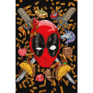 Póster de papel de Marvel de Deadpool con balas y chimichangas para decoración de pared - Product Image 1
