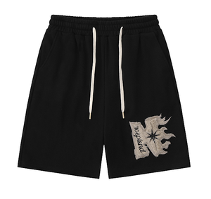Pantalones cortos de sudor de lana de algodón 100% para hombre, cómodos, transpirables, elegantes, para entrenamiento y pantalones cortos informales, con bolsillos con cordón, patrón sólido - Product Image 2