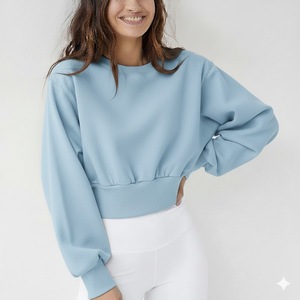 Sweat-shirt à col rond pour femme en coton 100% de qualité supérieure avec logo personnalisé sur le devant, longueur standard, écologique - Product Image 1