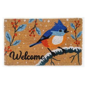 Alfombra de Entrada de Fibra de Coco Resistente de 60x90cm, 15mm de Grosor, con Estampado Floral, Antideslizante, con Base de PVC, para Uso en el Hogar y Hoteles - Product Image 4