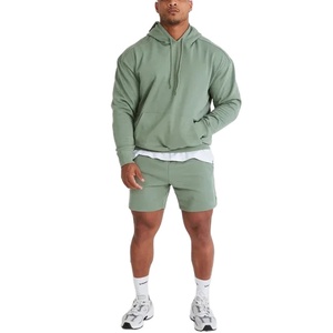 Ensemble de shorts à fermeture éclair pour homme 100% coton lourd Design personnalisé Épaule tombante Sweat-shirt ample de haute qualité Ensemble de jogging pour homme - Product Image 4