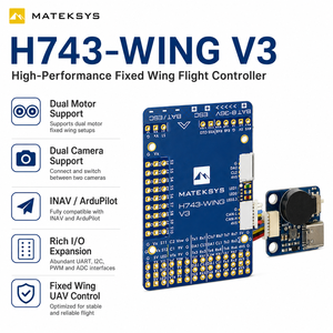 MatekSys H743 Wing V3 ชุดควบคุมการบินแบบปีกคงที่ มอเตอร์คู่ กล้องคู่ รองรับ CAN I2C UART สำหรับเครื่องบินบังคับวิทยุ RC UAV - Product Image 3
