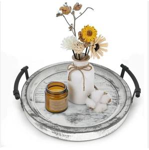 Bandeja de Madera Hecha a Mano, Ecológica, Elegante y de Lujo, con Asas de Metal, Apta para Lavavajillas, Tamaño Personalizable, Bandeja para Desayuno para Restaurante - Product Image 1