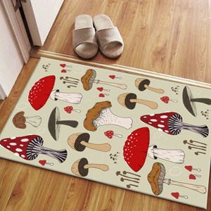 Tapis imprimé champignons rouges : Tapis épais en chenille, antidérapant, pour décoration moderne, tapis en velours - Product Image 5