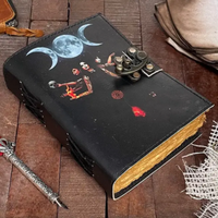 Journal de Sorcière Triple Lune en Cuir Gothique Vintage, Cahier de Formules Magiques à Reliure Thermique, Cadeau de Collection pour Fans et Écrivains Al-Amir