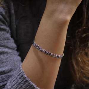 Bracelet manchette tressé à 3 rangs en argent sterling 925 avec fermoir – Accessoire de mode - Product Image 6