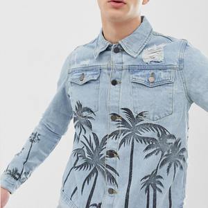 Veste en jean bleu clair pour homme, coupe oversize, coupe-vent, écologique, épaisseur standard, doublure polyester, style urbain, hiver - Product Image 5