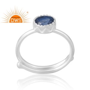 Anillo de piedras preciosas de cianita Natural de Plata de Ley 925, joyería personalizada para mujer, regalo para ella - Product Image 1