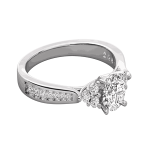 Anillo de Compromiso con Halo de Diamantes Redondos para Ella - Product Image 4