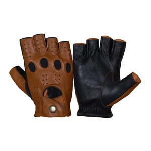 ถุงมือหนังไร้นิ้วสำหรับผู้ชาย, ถุงมือหนังขี่มอเตอร์ไซค์ระดับพรีเมียม - Product Image 1