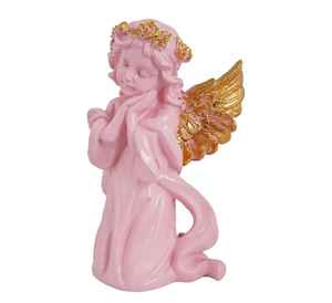 Statue de décoration d'ange rose pour fille |   Figurine de fée mignonne pour la décoration de la maison et les cadeaux |   Accent de table en résine - Product Image 6