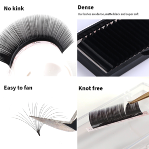 Extensiones de pestañas individuales con bandeja de longitud mixta, pbt C CC D DD, fibra vegana coreana, PBT, Etiqueta Privada, abanico - Product Image 5