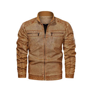 Nouvelle veste en cuir personnalisée pour hommes, blouson en cuir de grande taille pour hommes, blouson bombardier en cuir à col montant pour hommes - Product Image 4