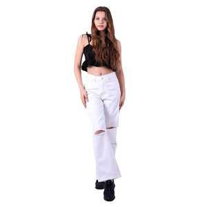 Pantalons en jean déchirés de style palazzo pour femmes - Product Image 6