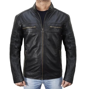 Nouveauté Veste de moto en cuir de vache de haute qualité, col montant XL avec décoration en fourrure, veste d'hiver respirante pour hommes - Product Image 6