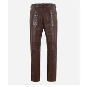 Pantalones de Cuero para Hombre, Hechos en Fábrica, Venta Caliente, a la Moda, Elegantes, Cómodos, Duraderos, de Cuero Genuino Suave, para Uso Casual - Product Image 2