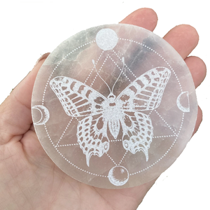 Placa de Carga de Selenita Natural, Símbolo de Polilla para Sanación Reiki, Placas de Carga de Selenita al por Mayor, Cristal al por Mayor - Product Image 3