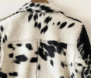 Chaqueta de invierno de cuero genuino para hombres Premium con pelo de vaca bordado para temporadas de otoño Primavera Verano - Product Image 5