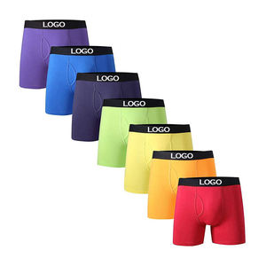 Wholesale Custom Logo <b>Men's</b> Mid-Rise Waist Knitted Solid Color Breathable Eco-Friendly Anti-Bacterial 100% Cotton <b>Boxer</b> Briefs - Product Image 5