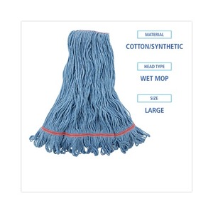 Cabezal de Mopa Húmeda Grande Azul Super Loop de 1 Pulgada Boardwalk (12/Caja) de Fibra de Algodón Sintético con Mango de Limpieza para Uso en Suelos - Product Image 5
