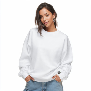 Sudaderas con hombros caídos para mujer, sudadera de lana pesada para invierno al aire libre, sudadera holgada de manga larga con cuello redondo para mujer - Product Image 5
