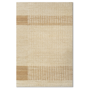 พรมปูพื้น Nomadic Threads รุ่น PDJT-750 สีงาช้าง ทอแบบเรียบ ทำจากปอกระเจาและป่าน ลายเรขาคณิต รูปทรงสี่เหลี่ยมผืนผ้า เหมาะสำหรับห้องโถง ห้องนั่งเล่น ห้องนอน ใช้ในบ้าน - Product Image 1