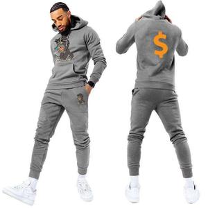 Acid Wash Sun Faded Flared Sweatsuit Sudadera con capucha y pantalones de chándal Set Chándales para hombres Parche personalizado Bordado Logo Jogger - Product Image 5