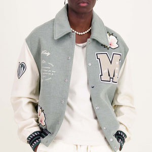 Veste de baseball vintage pour homme, sur mesure, style varsity, manches en cuir, chaîne, broderie en chenille, bombardier, veste d'hiver - Product Image 1