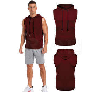 Respirant hommes entraînement à capuche débardeurs musculation Muscle coupé t-shirt sans manches Gym Hoodies - Product Image 5