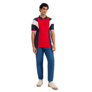 Latest Summer Arrival Men Stylish <b>Colour</b> <b>Block</b> Panelled Casual Polo Shirt With Short Sleeves And Collar For Sale - Product Image 2
