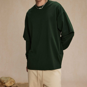 เสื้อยืดสตรีทแวร์ผู้ชาย ผ้าคอตตอน 100% แขนยาวสองชั้น ทรงโอเวอร์ไซส์ ผ้าแคนวาสหนานุ่ม ระบายอากาศได้ดี น้ำหนัก 220 กรัม - Product Image 6