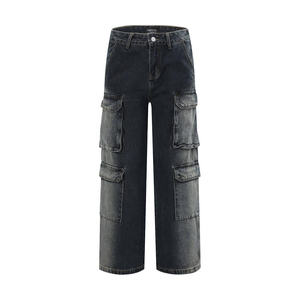 Custom Baggy Jeans Bloom Pantalones Denim Apilados Hombres personalizado Flare Jeans Pantalón de pierna ancha Lavado ácido de gran tamaño Jeans Taxies Industry - Product Image 1
