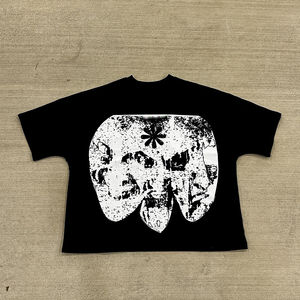 Camiseta personalizada de microfibra para hombre, camisetas de cuello redondo de algodón pesado con timbre, camiseta recortada cuadrada con bordado de retazos con apliques de gran tamaño - Product Image 4