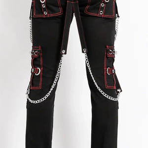 Pantalon de style punk rock gothique noir et rouge contrasté pour homme, vente en gros d'usine 2026 - Product Image 5